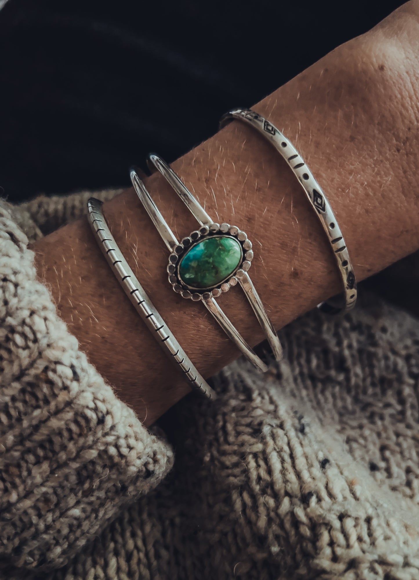 Flower Sonoran Gold Turquoise Bangle