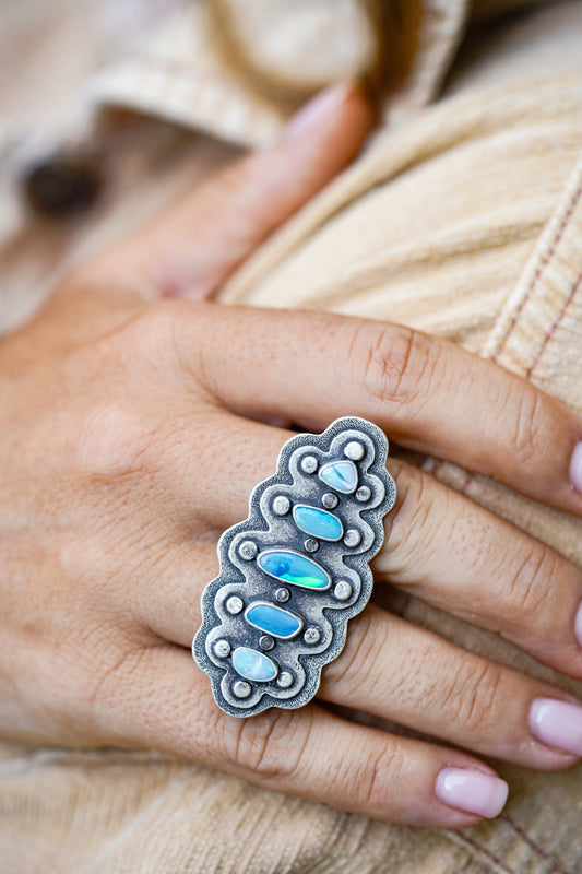 Australian Opal double ring