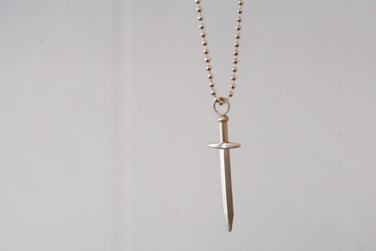 Large Sterling Silver Sword (Silver Ball Chain)