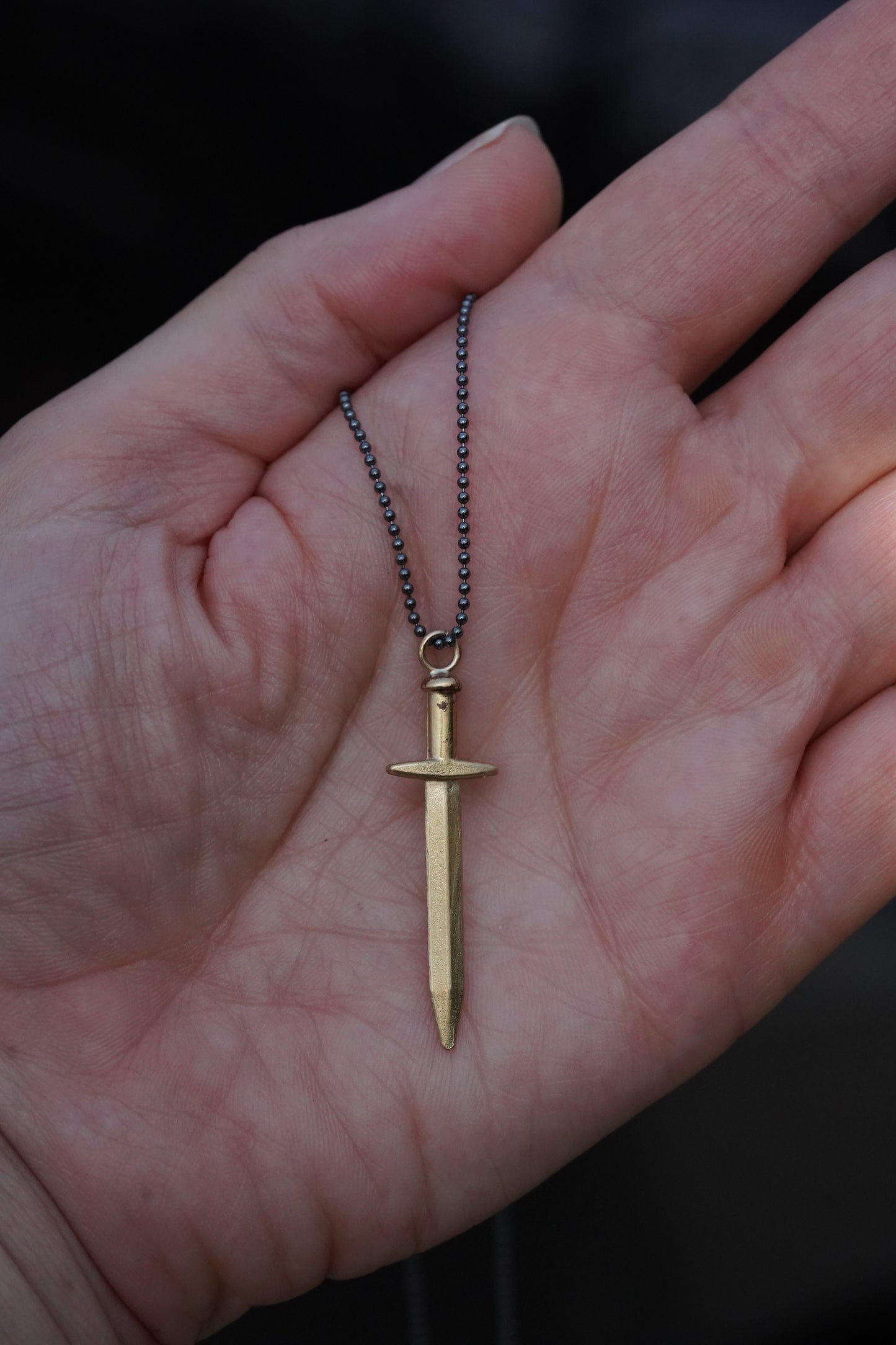 Large Bronze Sword (Black Oxidized Chain)